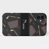 Aangepaste naam zwarte hockeysticks, kieuwnetten Case-Mate iPhone case (Achterkant (horizontaal))