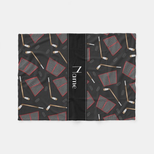 Aangepaste naam zwarte hockeysticks, kieuwnetten fleece deken (Voorkant (Horizontaal))