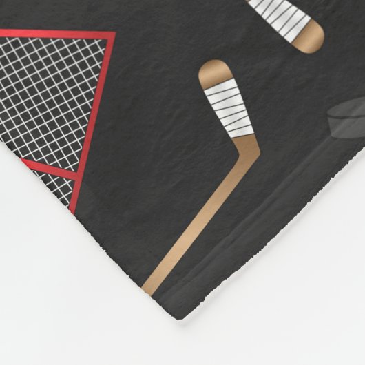 Aangepaste naam zwarte hockeysticks, kieuwnetten fleece deken (Hoek)