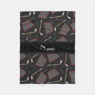 Aangepaste naam zwarte hockeysticks, kieuwnetten fleece deken