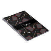 Aangepaste naam zwarte hockeysticks, kieuwnetten notitieboek (Rechterzijde)