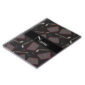 Aangepaste naam zwarte hockeysticks, kieuwnetten notitieboek (Linkerzijde)