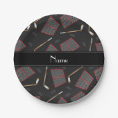 Aangepaste naam zwarte hockeysticks, kieuwnetten papieren bordje (Voorkant)