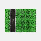 Aangepaste naam zwarte kalk groene glitter damter fleece deken (Voorkant (Horizontaal))