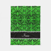 Aangepaste naam zwarte kalk groene glitter damter fleece deken (Voorkant)