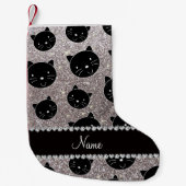 Aangepaste naam: zwarte kattengezicht kleine kerstsok (Voorkant)