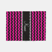 Aangepaste naam zwarte neon hete roze chevrons fleece deken (Voorkant (Horizontaal))