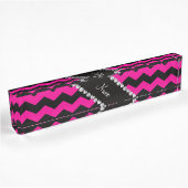 Aangepaste naam zwarte neon hete roze chevrons naambordje