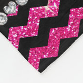 Aangepaste naam zwarte neon hot roze glitter chevr fleece deken (Hoek)