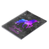 Aangepaste naam zwarte/Paarse Galaxy Unicorn-lapto Notitieboek (Linkerzijde)