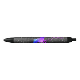 Aangepaste naam Zwarte/Paarse Galaxy Unicorn Pen