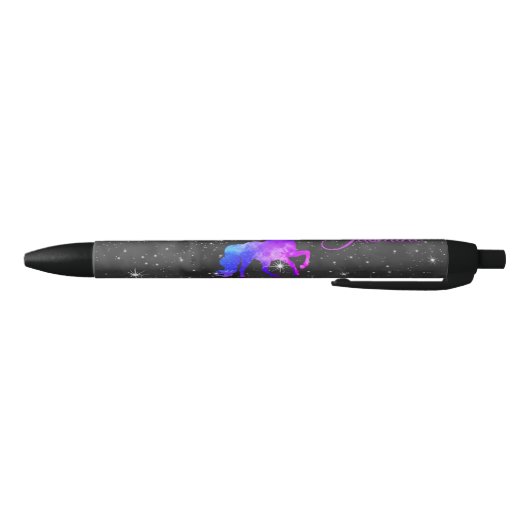 Aangepaste naam Zwarte/Paarse Galaxy Unicorn Pen (Bodem)