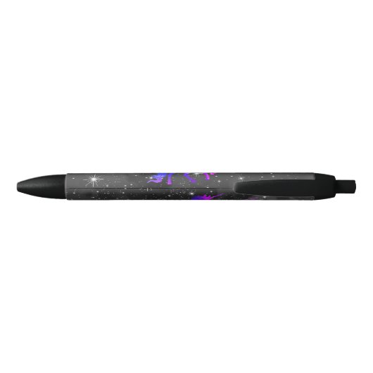 Aangepaste naam Zwarte/Paarse Galaxy Unicorn Pen (Achterkant)