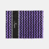 Aangepaste naam zwarte paarse glitterchevrons fleece deken (Voorkant (Horizontaal))