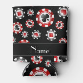 Aangepaste naam zwarte pokerchips blikjeskoeler (Voorkant)