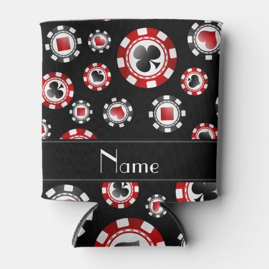 Aangepaste naam zwarte pokerchips blikjeskoeler (Voorkant)