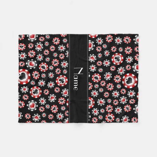 Aangepaste naam zwarte pokerchips fleece deken (Voorkant (Horizontaal))