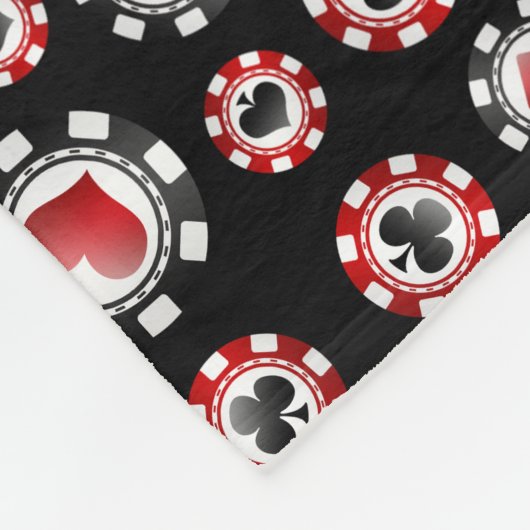 Aangepaste naam zwarte pokerchips fleece deken (Hoek)