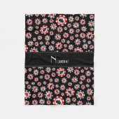 Aangepaste naam zwarte pokerchips fleece deken (Voorkant)