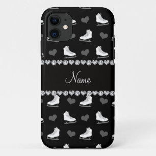 Aangepaste naam zwarte schaatsen en harten Case-Mate iPhone case