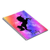 Aangepaste naam zwarte unicorn Rainbow Sky-laptop Notitieboek (Rechterzijde)