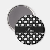 Aangepaste naam zwarte volleyballen en harten magneet (Voorkant / Achterkant)