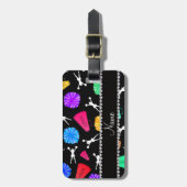 Aangepaste naam zwarte voortoonpompkamers bagagelabel (Voorkant verticaal)