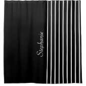 Aangepaste naam zwarte witte strips Patronen 2022 Douchegordijn (Voorkant)
