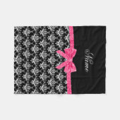 Aangepaste naam zwarte witte vocht roze glitterboo fleece deken (Voorkant (Horizontaal))