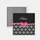 Aangepaste naam zwarte witte vocht roze glitterboo magneet (Voorkant / Achterkant)