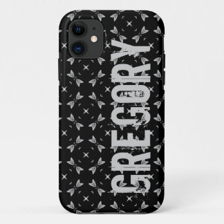 Aangepaste naam zwarte zilver geometrisch voor hem Case-Mate iPhone case