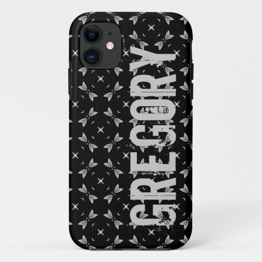 Aangepaste naam zwarte zilver geometrisch voor hem Case-Mate iPhone case (Achterkant)