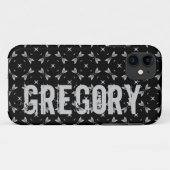 Aangepaste naam zwarte zilver geometrisch voor hem Case-Mate iPhone case (Achterkant (horizontaal))