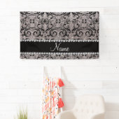 Aangepaste naam zwarte zilverglitter spandoek (Insitu)