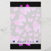 Aangepaste naam + zwerm artistieke butterflies briefpapier (Voorkant)