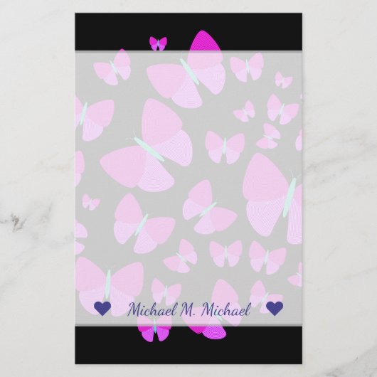Aangepaste naam + zwerm artistieke butterflies briefpapier (Voorkant)