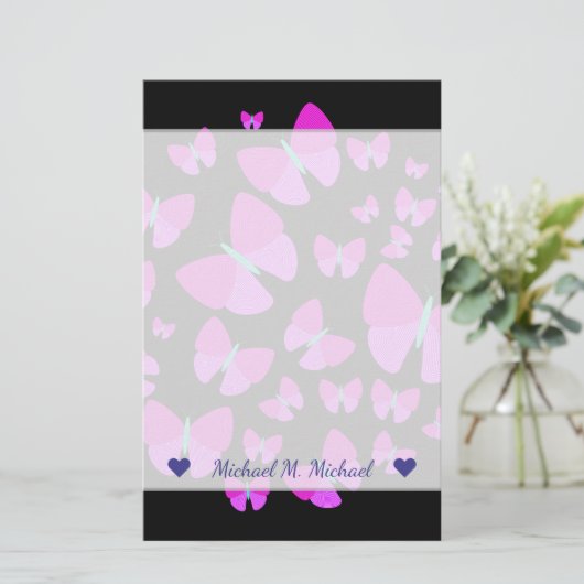 Aangepaste naam + zwerm artistieke butterflies briefpapier (Staand voorkant)