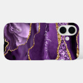 Aangepaste naamAgate Paarse Violet Gold Marble Jew Case-Mate iPhone Case (Achterkant (horizontaal))