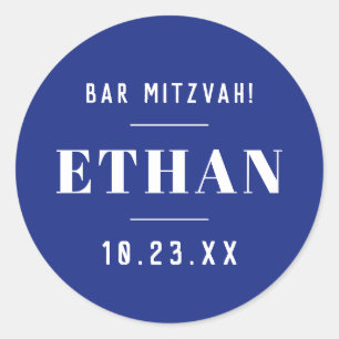 Aangepaste naambalk of BBT Mitzvah Modern Classic Ronde Sticker