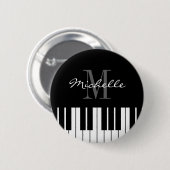 Aangepaste naambordknop met pianoletoetsen ronde button 5,7 cm (Voorkant /achterkant)