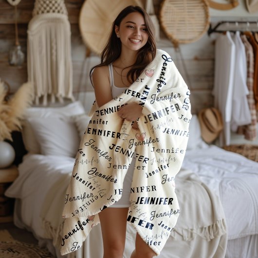 Aangepaste naamcollage fleece deken