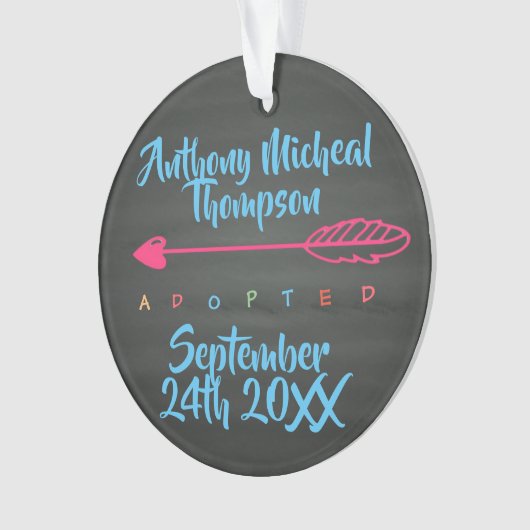 Aangepaste naamdatum adoptieontwerp Foto Ornament (voorkant)