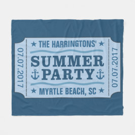 Aangepaste naamdatum en locatie "Party Ticket"-dek Fleece Deken