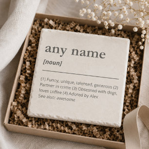 Aangepaste naamdefinitie cadeau voor beste vriend stenen onderzetter