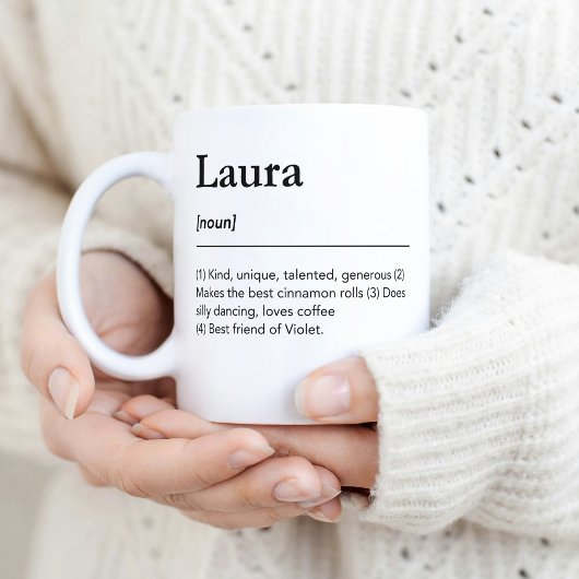 Aangepaste naamdefinitie minimalistisch zwart-wit koffiemok