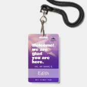 Aangepaste naamkaart voor gastvrij team van kerkel badge (Voorzijde met lanyard)