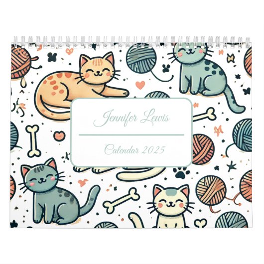 Aangepaste naamkalender met notities voor kattenli kalender (Hoes)