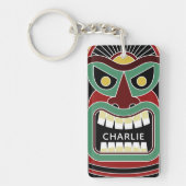 Aangepaste naamketen van Cool Tiki Totem Sleutelhanger (Voorkant)