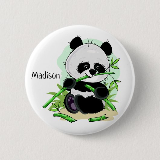 Aangepaste naamknop Cute Panda Ronde Button 5,7 Cm (Voorkant)