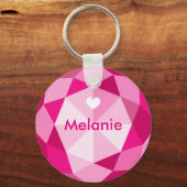 Aangepaste naamknop voor roze diamanten gem sleutelhanger (Voorkant)